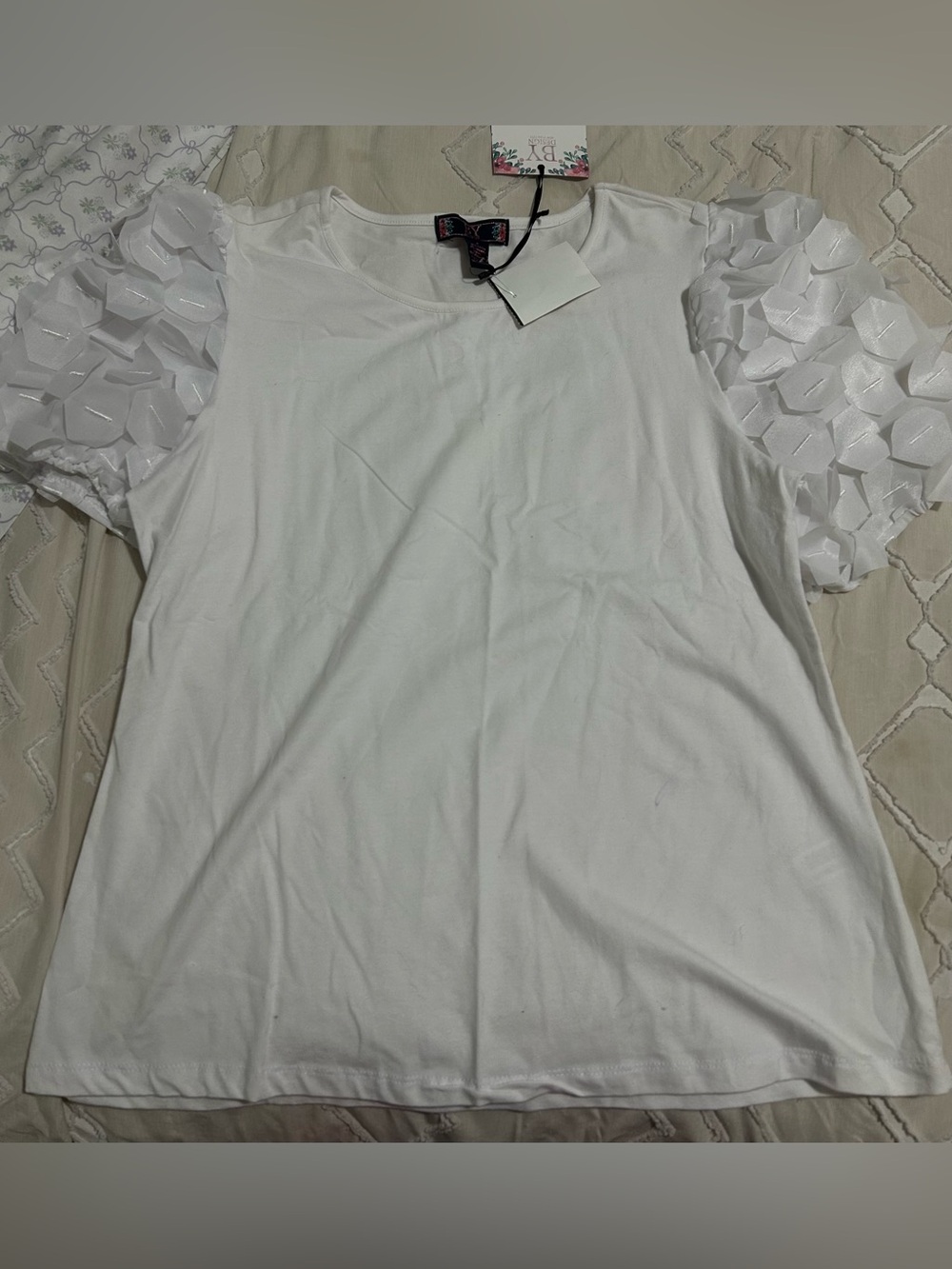 By Design white t shirt with 3D sleeves
